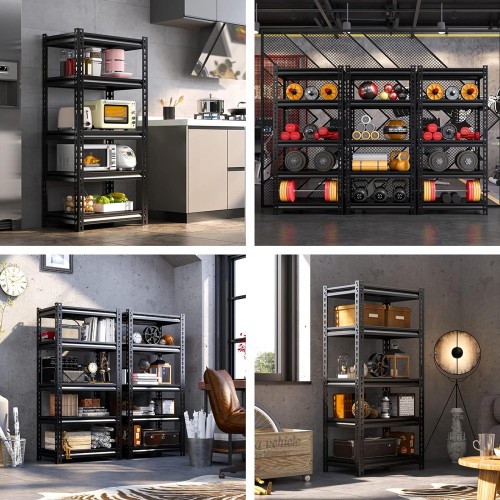 HOME USE μεταλλική ραφιέρα HUH-0261 με 5 ράφια, 90x40x183cm, burned wood