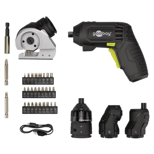 GOOBAY κατσαβίδι μπαταρίας με μύτες & εξαρτήματα 77817, LED φακός, 1500mAh