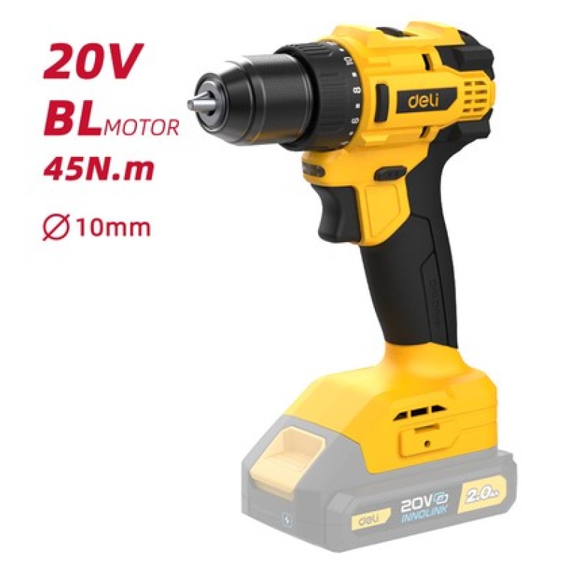 DELI δράπανο μπαταρίας DC120Z, Brushless, 20V, 45N.m