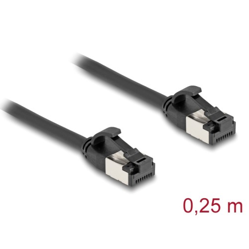 DELOCK καλώδιο δικτύου 80181, CAT 8.1 U/FTP, 40Gbps, εύκαμπτο, 0.25m, μαύρο