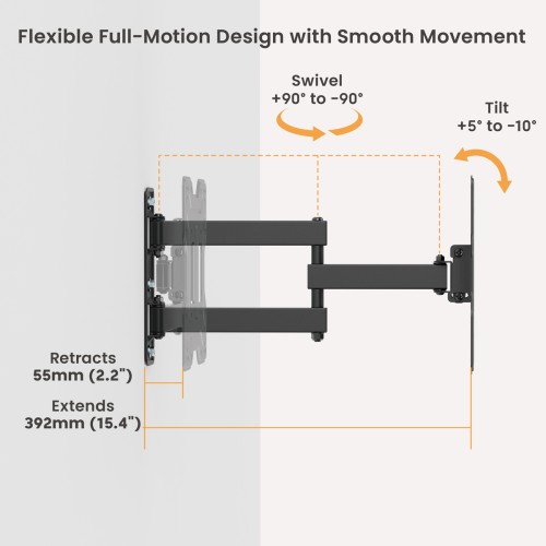 POWERTECH επιτοίχια βάση τηλεόρασης PT-1556, 23-43