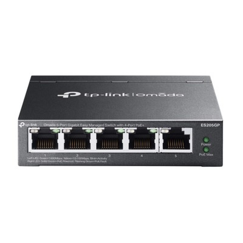 TP-LINK easy managed switch ES205GP, 5x Gigabit θύρες, PoE+, V1.0