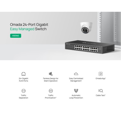 TP-LINK easy managed switch ES224G, 24x Gigabit θύρες, V1.0