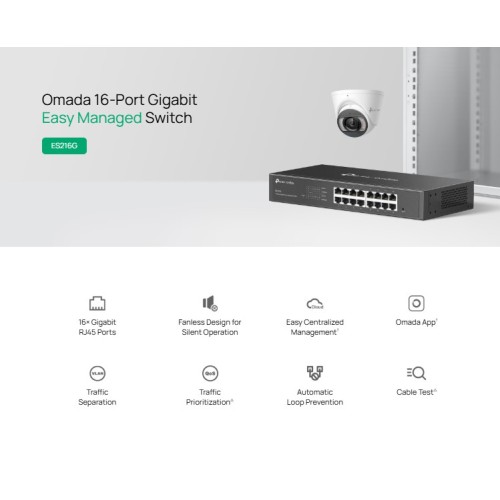 TP-LINK easy managed switch ES216G, 16x Gigabit θύρες, V1.0
