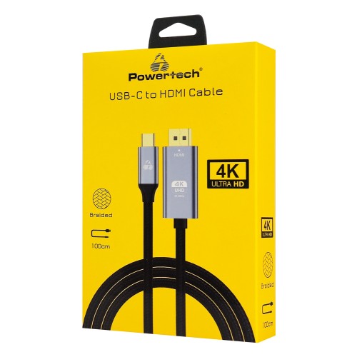 POWERTECH καλώδιο USB-C σε HDMI PTR-0171, 4K/60Hz, 10.2 Gbps, 1m, μαύρο