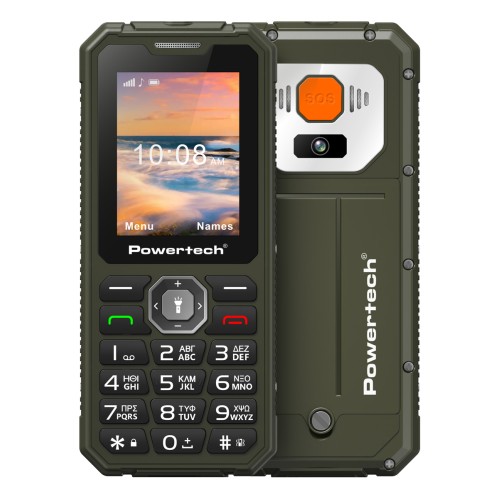 POWERTECH κινητό τηλέφωνο Sentry Armor, dual SIM, πλήκτρο SOS, 4G, IP67, χακί