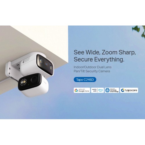 TP-LINK smart κάμερα Tapo C246D, dual lens, 2K/3MP, WiFi, PTZ, IP65, V1.0