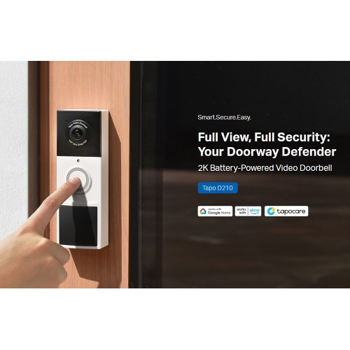 TP-LINK smart κουδούνι με κάμερα Tapo D210, 2K/3MP, WiFi, 6400mAh, IP65, V2.0