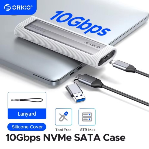 ORICO θήκη για M.2 NVME/NGFF SSD AXM2S-G2, 10Gbps, tool free, γκρι