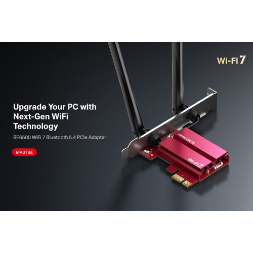 MERCUSYS κάρτα δικτύου WiFi 7 & Bluetooth MA37BE, 6500Mbps BE6500, PCIe, V1.0