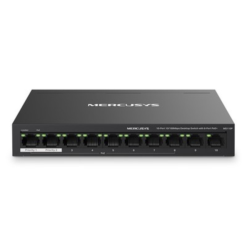MERCUSYS desktop switch MS110P, 10x 10/100Mbps θύρες, PoE+, V1.0