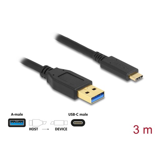 DELOCK καλώδιο USB-C σε USB 84006, 10Gbps, 3m, μαύρο