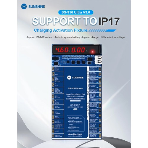 SUNSHINE tester μπαταριών SS-916 Ultra για Apple & Android smartphone, V3.0