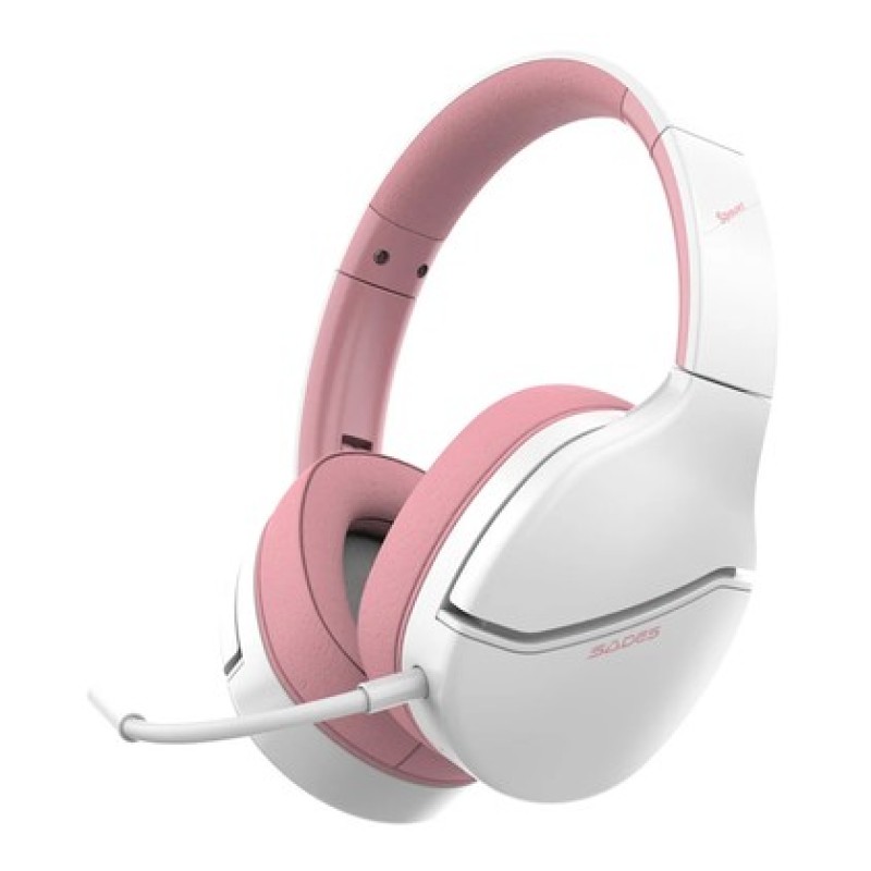 SADES gaming headset Spower, 3.5mm σύνδεση, 40mm, multi-platform, ροζ/λευκό
