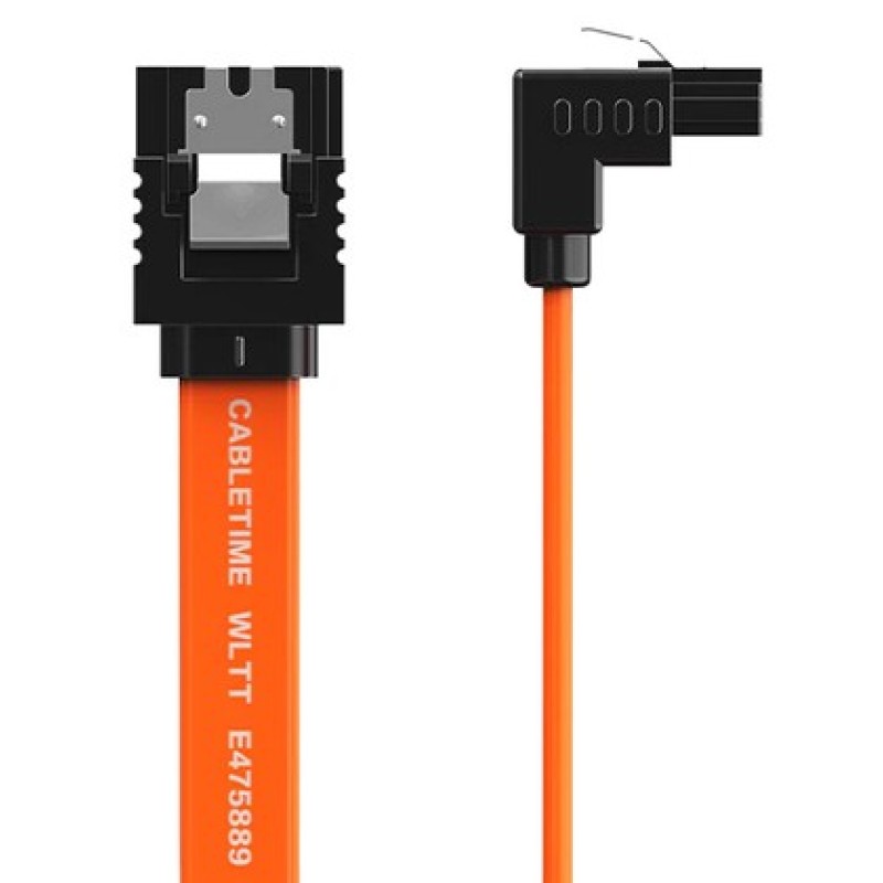 CABLETIME καλώδιο SATA III CT-SATA3R, γωνιακό, 6Gbps, 0.50m, πορτοκαλί