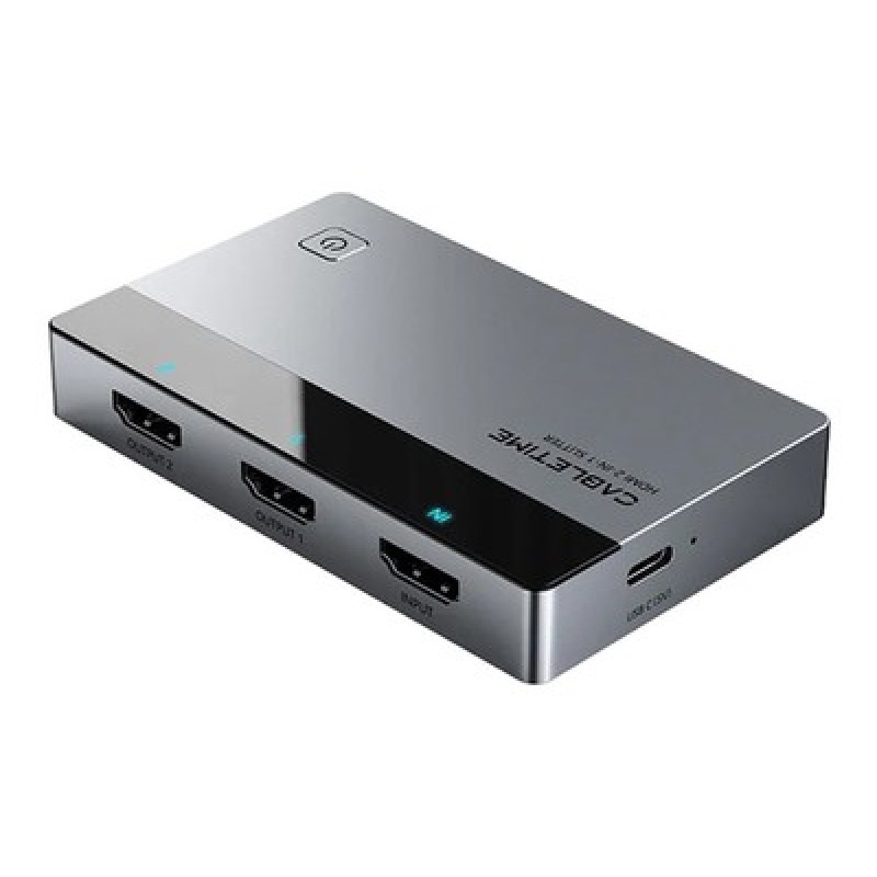 CABLETIME HDMI splitter CT-HSP4K2-AG, 1 σε 2, 4K/60Hz, uni-directional, γκρι