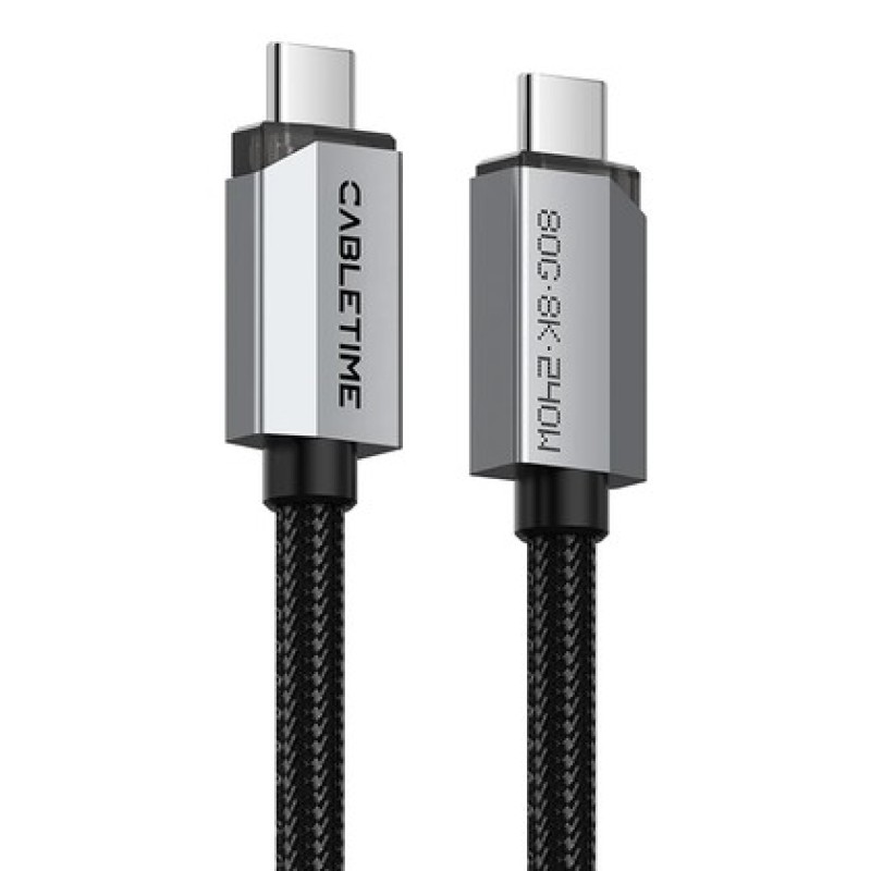 CABLETIME καλώδιο USB-C CT-USB4V2, USB4, 240W, 80Gbps, 8K/60Hz, 1m, μαύρο