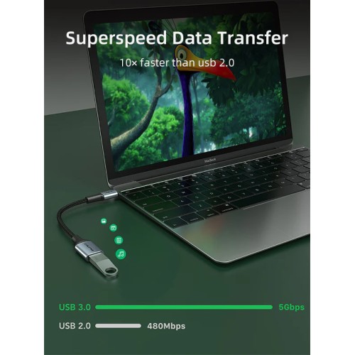 CABLETIME αντάπτορας USB-C σε USB CT-CMAF3.0, 5Gbps, γκρι