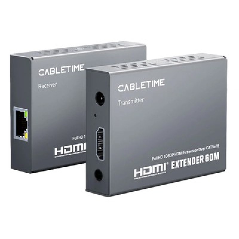 CABLETIME HDMI video extender CT-HEHD-FG60 μέσω καλωδίου RJ45, 1080p/60Hz, έως 60m