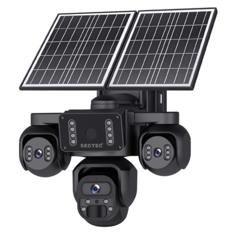 SECTEC smart ηλιακή κάμερα ST-523-9MAOV-4G-EU, triple lens, 3MP, 4G, SD, PTZ, IP66