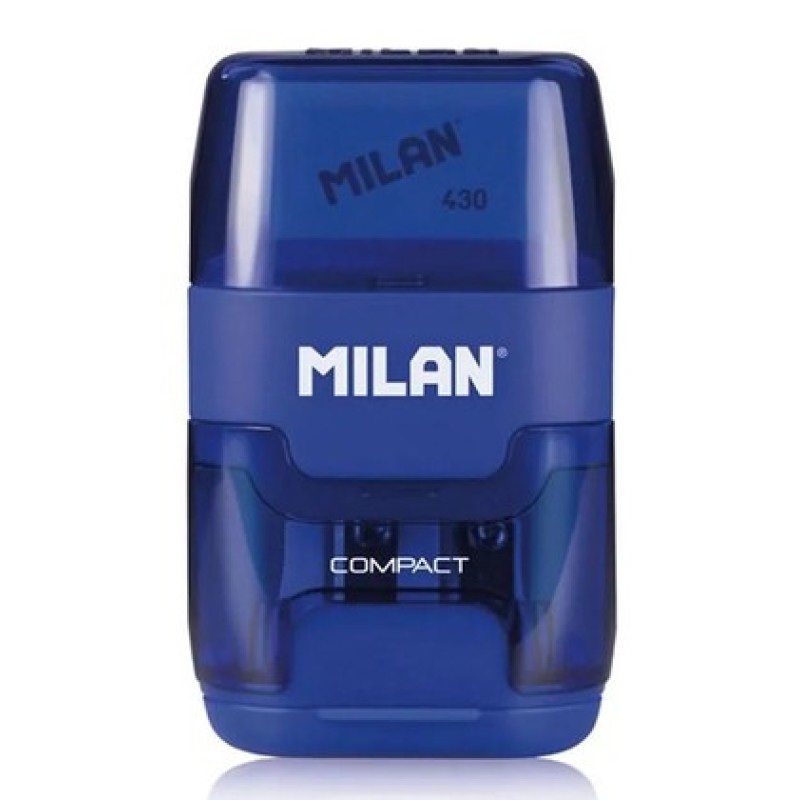 MILAN ξύστρα μολυβιών με κάδο & γόμα 1204703116, μπλε