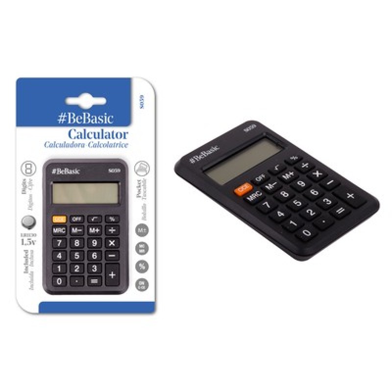 BEBASIC αριθμομηχανή τσέπης S059, μπαταρίας, 8 ψηφία, μαύρη