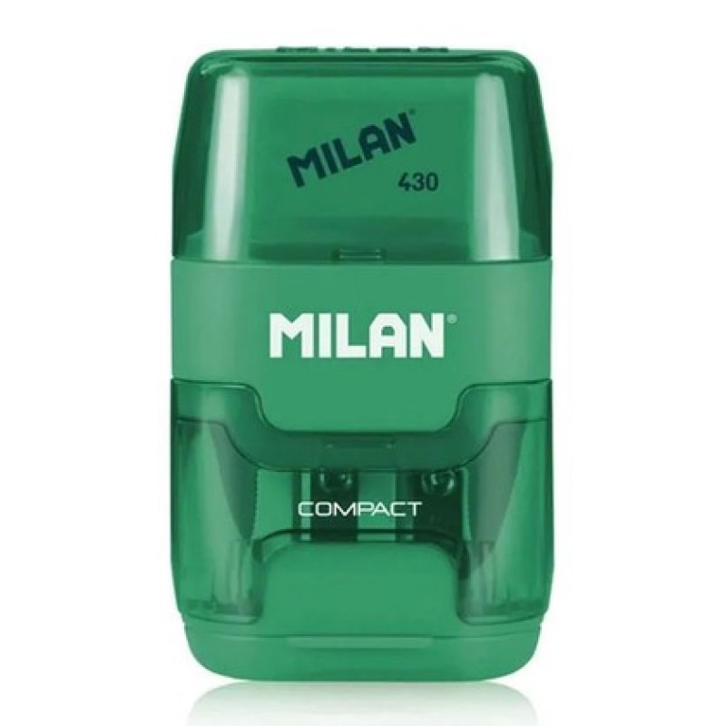 MILAN ξύστρα μολυβιών με κάδο & γόμα 1204703116, πράσινη