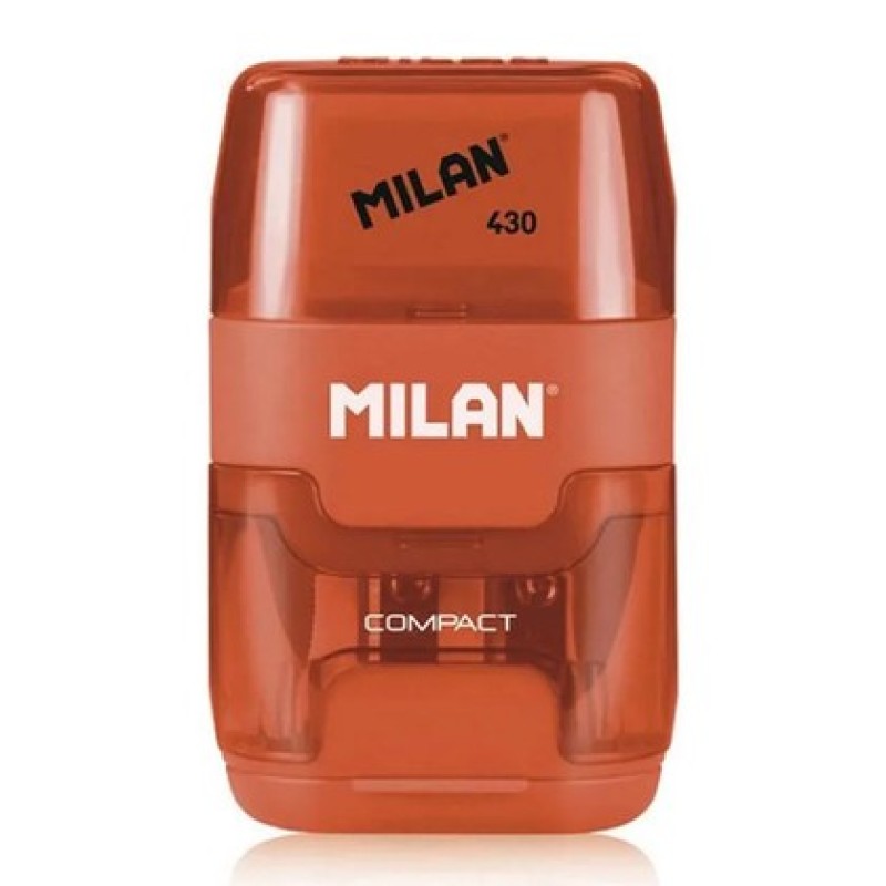 MILAN ξύστρα μολυβιών με κάδο & γόμα 1204703116, πορτοκαλί