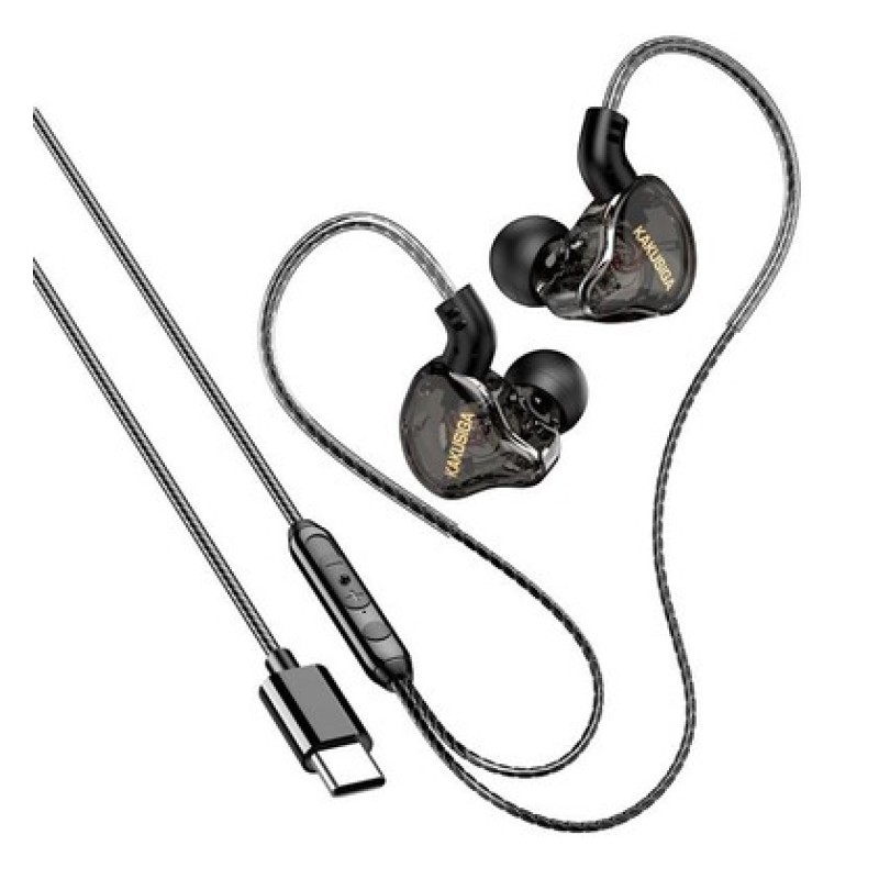 KAKUSIGA earphones με μικρόφωνο KSC-1300, USB-C σύνδεση, 10mm, 1.2m, μαύρα