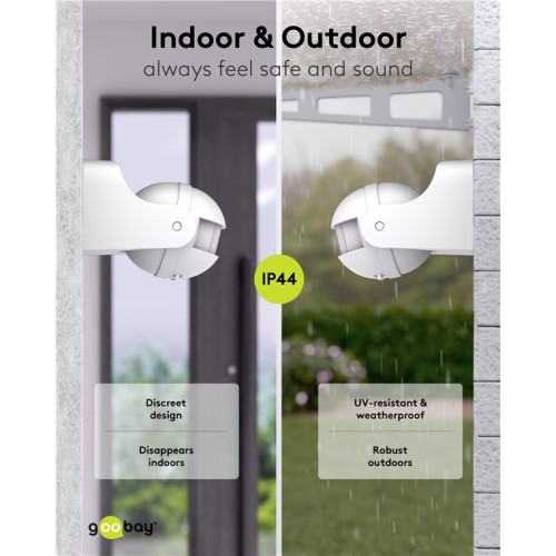 GOOBAY αισθητήρας κίνησης 79589, έως 12m, ρυθμιζόμενη κλίση, IP44, λευκός