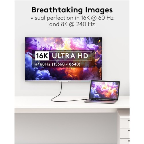 GOOBAY καλώδιο HDMI 2.2 80094, 16K/60Hz, 96 Gbps, 2m, μαύρο