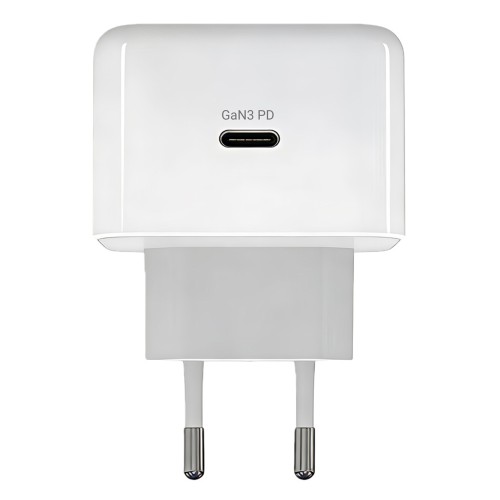 POWERTECH φορτιστής τοίχου PT-1581 με καλώδιο, USB-C, 40 έως 60W, GaN, AVS, λευκός