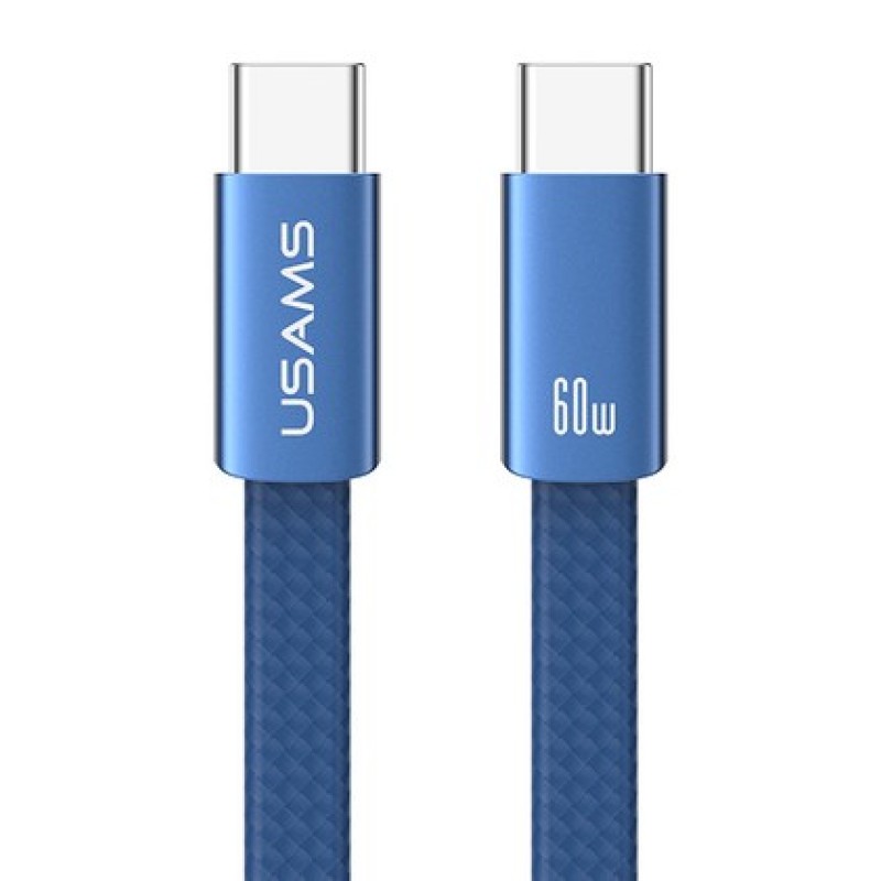 USAMS καλώδιο USB-C SJ783, 60W, 480Mbps, flat, 1.2m, μπλε