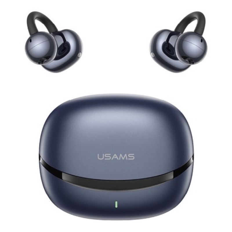 USAMS earphones με θήκη φόρτισης Echo R03, OWS, Φ11mm, 40/300mAh, μπλε