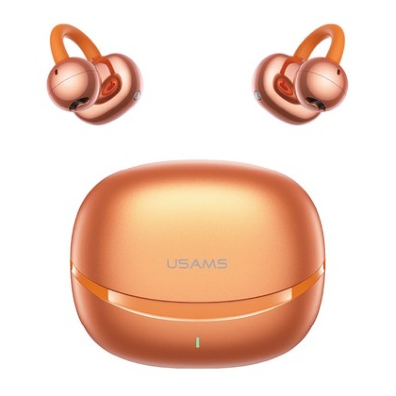USAMS earphones με θήκη φόρτισης Echo R03, OWS, Φ11mm, 40/300mAh, πορτοκαλί