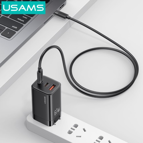 USAMS καλώδιο USB-C SJ780, 60W, 480Mbps, 1m, μαύρο