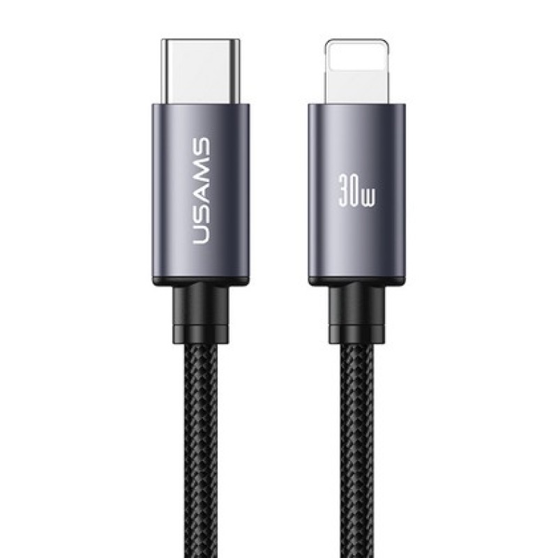 USAMS καλώδιο Lightning σε USB-C SJ770, 30W, 480Mbps, 1m, μαύρο