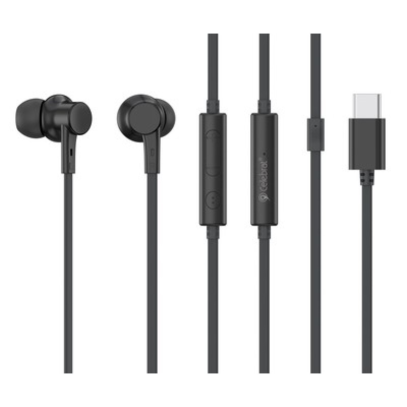 CELEBRAT earphones με μικρόφωνο G40, USB-C σύνδεση, 10mm, 1.2m, μαύρα