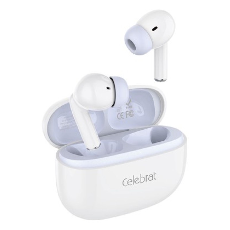 CELEBRAT earphones με θήκη φόρτισης W73, True Wireless, 13mm, 33/380mAh, λευκά