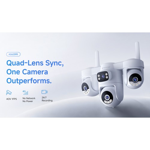 VSTARCAM smart ηλιακή κάμερα AG623FR, four-lens, 3MP, 4G, SD, PTZ, IP66