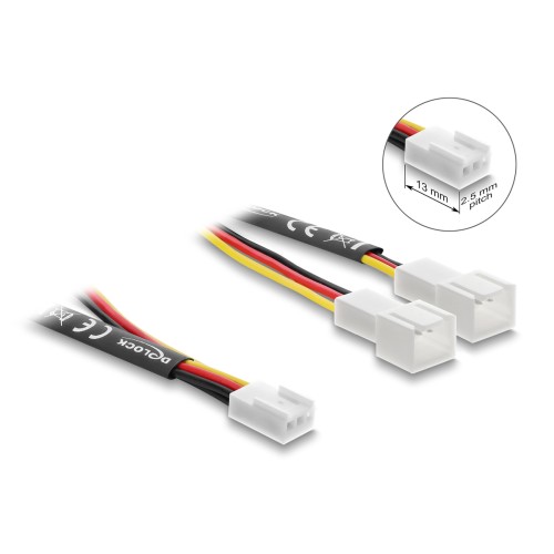 DELOCK καλώδιο 1x 3pin σε 2x 3pin 91429 για ανεμιστήρες, 10cm