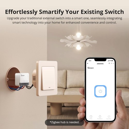 SONOFF smart διακόπτης ZBMINIR2, 1 κανάλι, ZigBee 3.0, 10A, λευκός