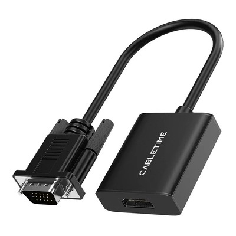 CABLETIME αντάπτορας VGA σε HDMI CT-AV582-VGAH με 3.5mm & micro USB, 1080p/60Hz, μαύρος