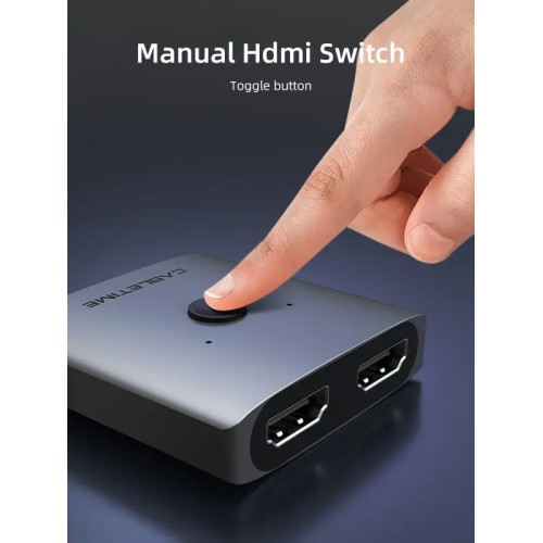 CABLETIME HDMI switch CT-HS4K-2G, 2 σε 1, 4K/60Hz, bidirectional, γκρι