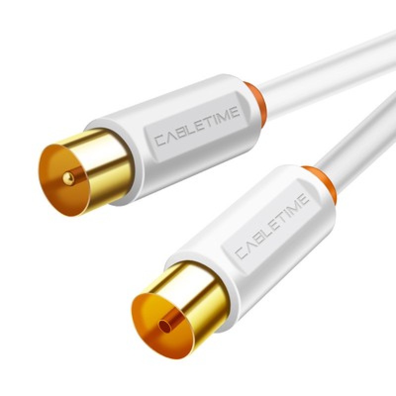 CABLETIME καλώδιο κεραίας CT-AV101-02, 75 Ohm, 2m, λευκό