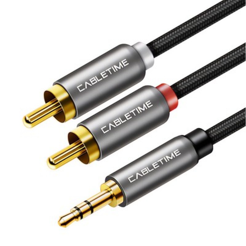 CABLETIME καλώδιο ήχου 3.5mm σε 2x RCA CT-AV314-P12G, 5m, μαύρο