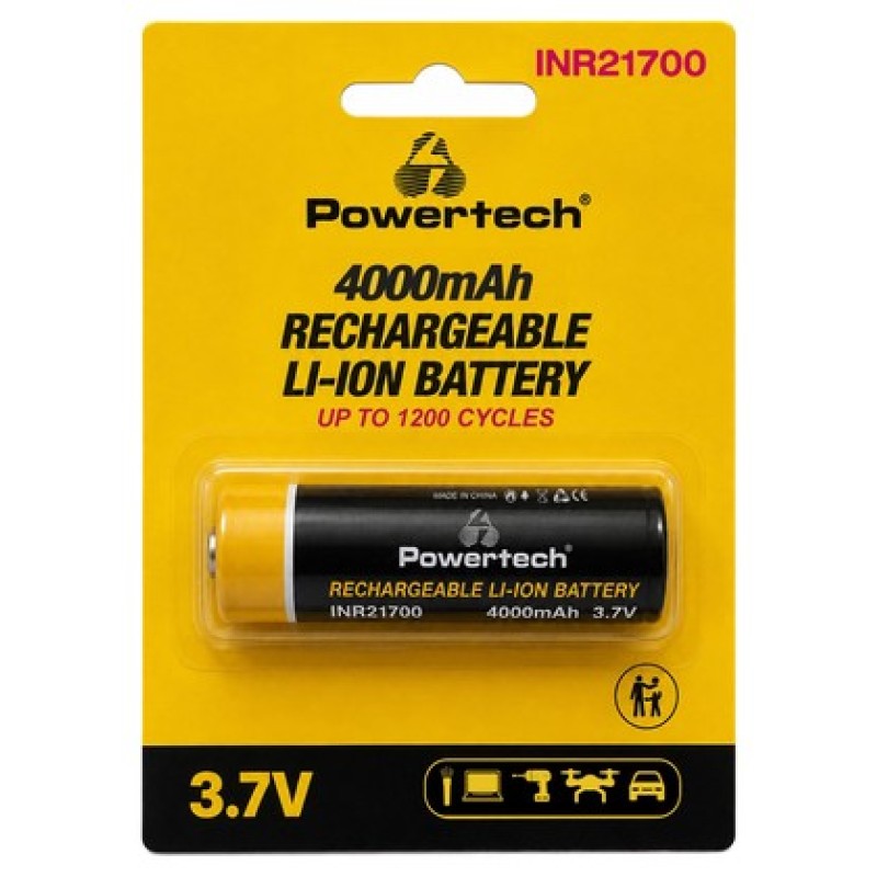 POWERTECH επαναφορτιζόμενη μπαταρία Li-ion INR21700 PT-1616, 4000mAh, 3.7V, button top, 1τμχ