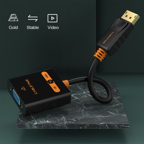 CABLETIME αντάπτορας DisplayPort σε VGA CT-AV586-03G, 1080p/60Hz, μαύρος