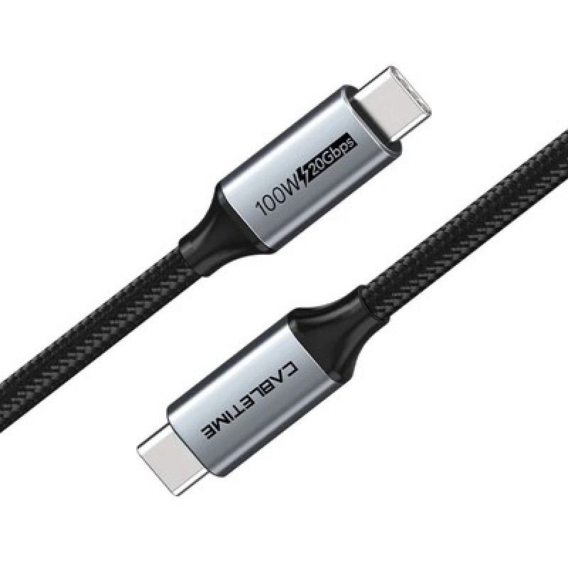 CABLETIME καλώδιο USB-C CT-C160-PU31-CMCM2, USB 3.2, 100W, 20Gbps, 4K, 1.5m, μαύρο