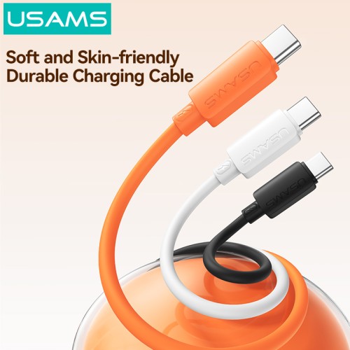 USAMS καλώδιο USB-C SJ787, σιλικόνης, 60W, 480Mbps, 1m, λευκό